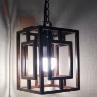 Висяща декоративна дървена лампа, снимка 1 - Полилеи - 21772308
