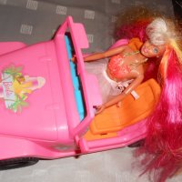 Розово - оранжев джип неон Barbie Mattel 2008 г , снимка 1 - Кукли - 23111282