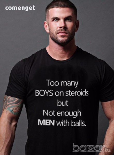 Fitness Mania! Мъжка фитнес тениска BOYS ON STEROIDS. Поръчай модел с твой дизайн!, снимка 1