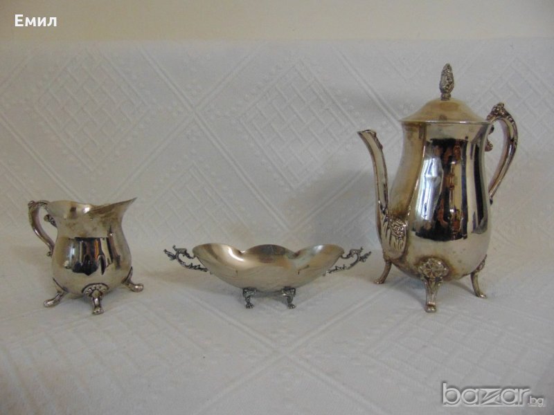 Изящен метален сервиз за чай, кафе, снимка 1