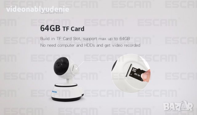 ESCAM G10 HD 1Mpx 720P Wifi IP Камера Бебефон с Микрофон mSD Карта Слот 355° Завъртане 6 LEDs IR-CUT, снимка 9 - Бебефони - 23496478