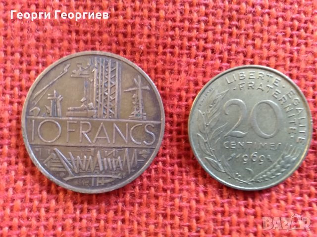Френски  монети, 7 броя, емисии от 1992г. до 1976г., много запазени, снимка 2 - Нумизматика и бонистика - 23356475