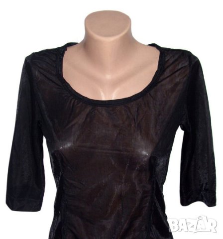 Pinko Italy дамска черна прозрачна блуза, снимка 4 - Корсети, бюстиета, топове - 23496440