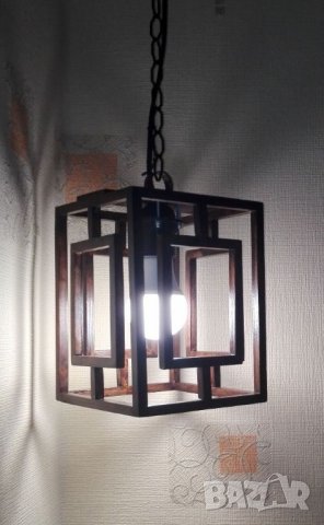Висяща декоративна дървена лампа, снимка 1 - Полилеи - 21772308