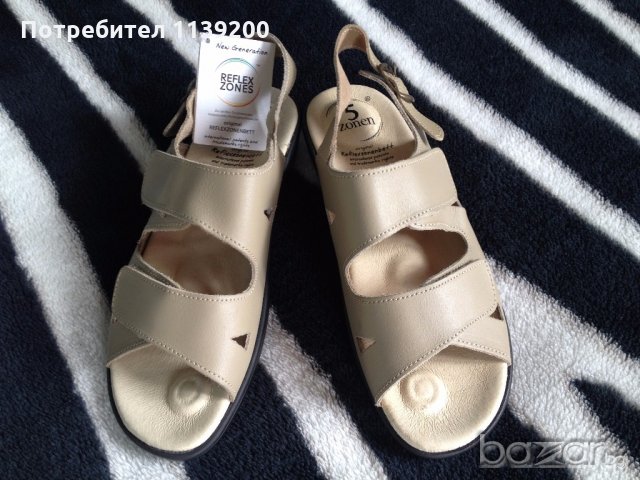 Нови немски бежови сандали 5 зони на комфорт анатомични ортопедични 37, снимка 6 - Сандали - 18846491