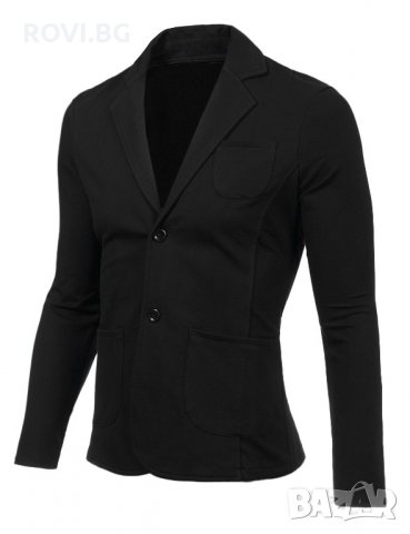 Мъжко черно елегантно памучно сако, снимка 1 - Сака - 21550946