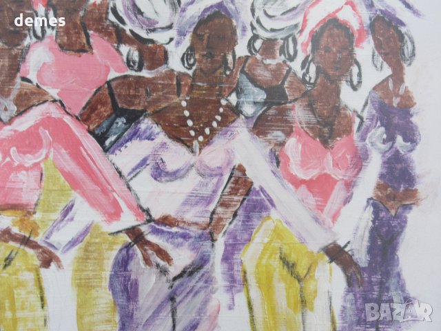  Танцуващи жени-картина с маслени бои, снимка 5 - Картини - 25769777