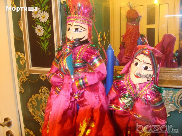  НАМАЛЕНИ Автентични Индииски ръчно изработени марионетки, снимка 2 - Колекции - 16762244