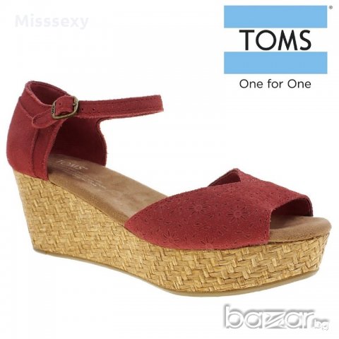 ПРОМО 🍊 TOMS 36 и 37 номер 🍊 Дамски сандали от ест. велур с 3/6 см платформа нови с кутия, снимка 10 - Сандали - 18444481