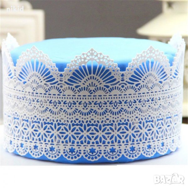 Разнообразна голяма широка висока дантела борд силиконов молд форма за украса торта с фондан шоколад, снимка 1