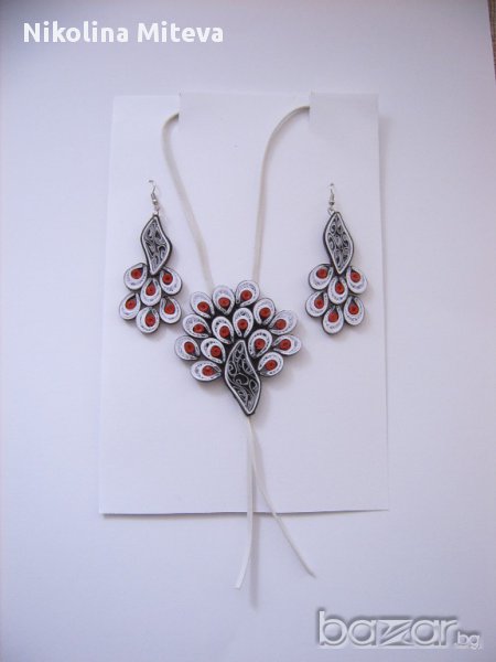 Колие с обеци " Паун", снимка 1