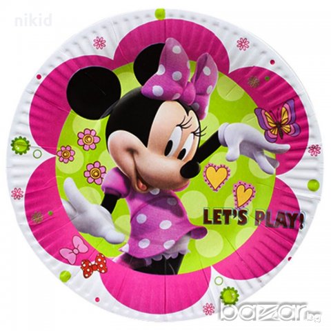 бяла Мини Маус minnie 10 бр парти чинии чинийки