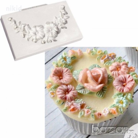 силиконов извит Молд тип колие цветя фунийки за декорация на торта украса фондан, снимка 2 - Други - 15167987
