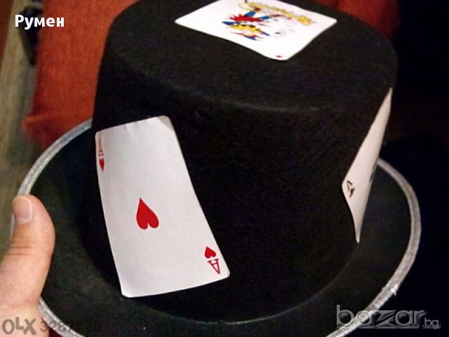 ►  мъжка шапка уникален модел с  карти за игра, парти