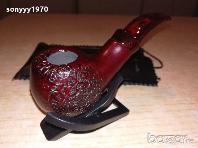 лула с поставка/стоика и кожен калъф-13х5х4см-внос швеицария, снимка 15 - Лули - 20798539