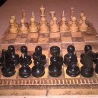 стар шах 17х17см-дървен, снимка 3 - Колекции - 19547537