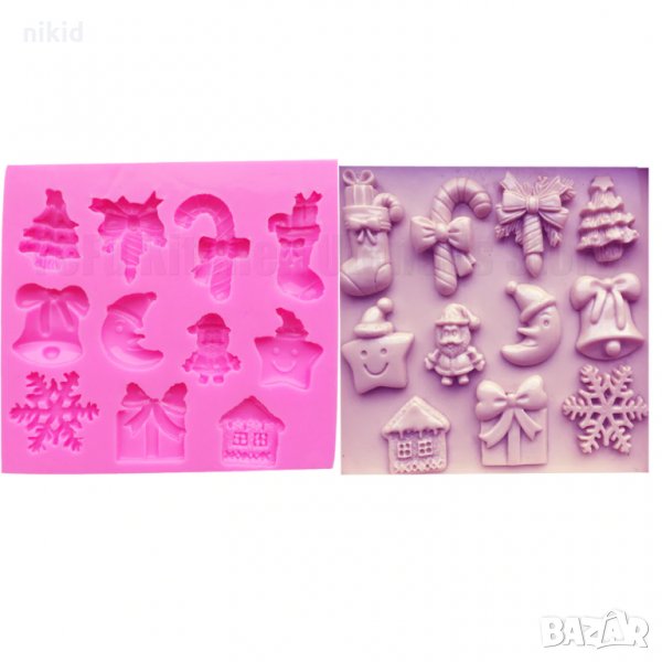 11 Коледни фигурки силиконов молд форма декорация торта фондан шоколад и др., снимка 1