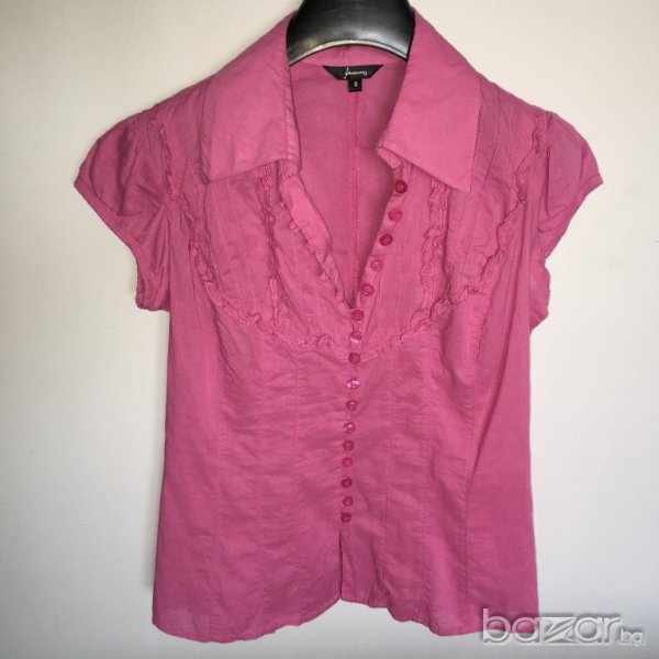 STRADIVARIUS дамска риза  оригинална, с КЪДРИЧКИ, размер S slim fit, много фина материя, 100% памук., снимка 1