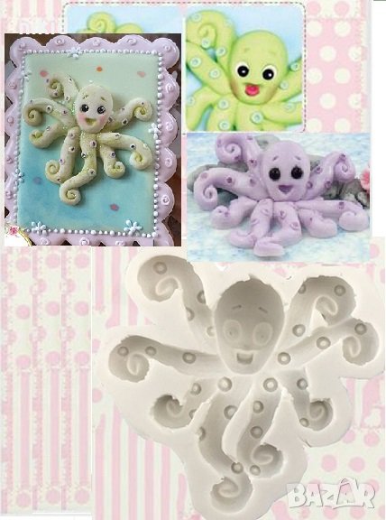 3D Голям Октопод силиконов молд форма за фондан украса торта декорация мъфини, снимка 1