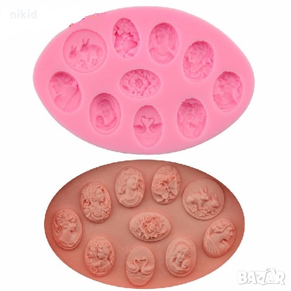 10 различни малки овални форми Портрет силиконов молд за фондан украса торта декорация мъфин шоколад, снимка 1