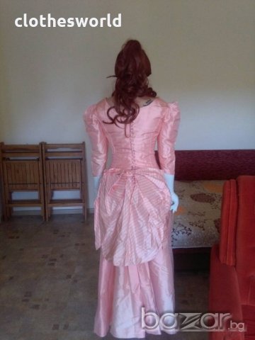 Бална рокля във викториански стил в коралов цвят, снимка 8 - Рокли - 11690435