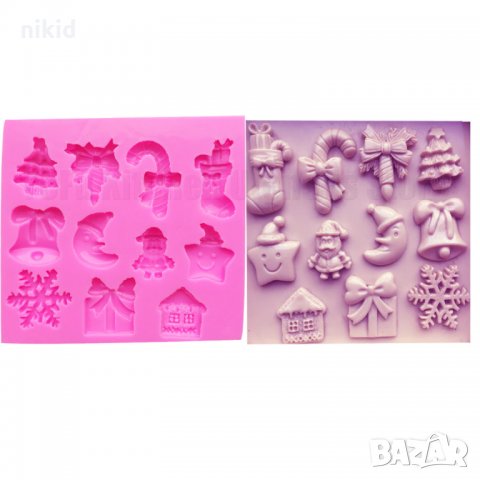 11 Коледни фигурки силиконов молд форма декорация торта фондан шоколад и др.