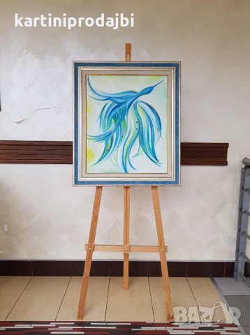 Маслена картина „ Синята ми птица отлетя “, снимка 9 - Изкуствени цветя - 24338862