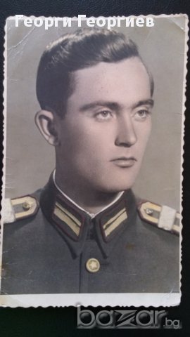 Стара антикварна снимка, кабинетна фотография на подполковник от българската армия, дебел картон, ун