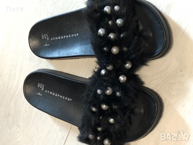 Atmosphere Дамски джапанки с косъм и перли, снимка 1