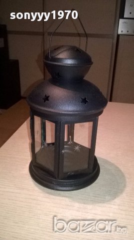 Фенер-метален с стъкла 21х12см, снимка 2 - Антикварни и старинни предмети - 17810497
