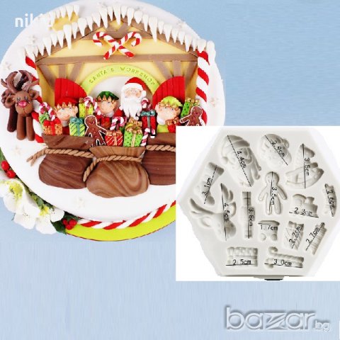 Микс коледен коледни конче елен Дядо Коледа подарък човече силиконов молд форма фондан шоколад гипс, снимка 2 - Форми - 20428321
