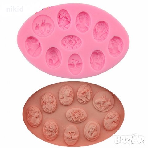 10 различни малки овални форми Портрет силиконов молд за фондан украса торта декорация мъфин шоколад