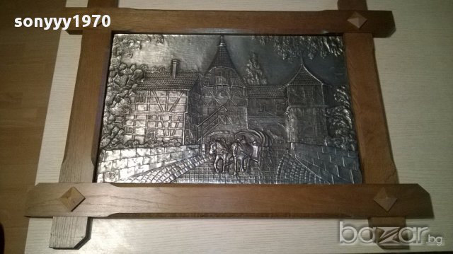 Голяма картина/пластика с дървена рамка 84/64см-внос швеицария, снимка 4 - Антикварни и старинни предмети - 14880408