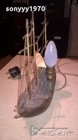 нощна лампа-ретро колекция-мед/месинг/дърво-25х25х9см, снимка 7 - Антикварни и старинни предмети - 19342973