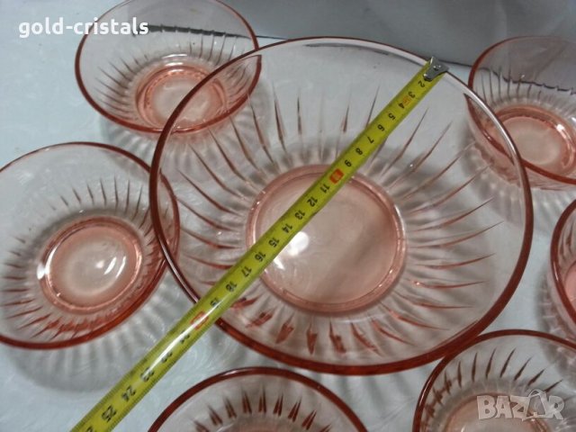 Стари стъклени купички розово стъкло, снимка 8 - Сервизи - 24077757