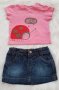 Дънкова пола и блузка 3-6 месеца, снимка 1 - Комплекти за бебе - 24921240