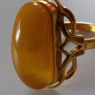 Дамски руски пръстен с натурален кехлибар, снимка 4 - Пръстени - 16756765