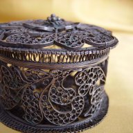 Филигранна сребърна старинна кутийка за бижута., снимка 1 - Антикварни и старинни предмети - 13981775
