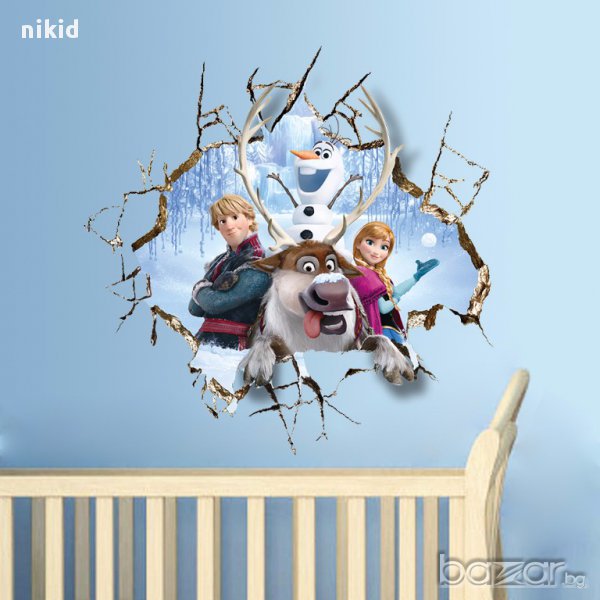 3D стикер лепенка за стена ледено замръзнало кралство Анна Олаф Свен frozen , снимка 1