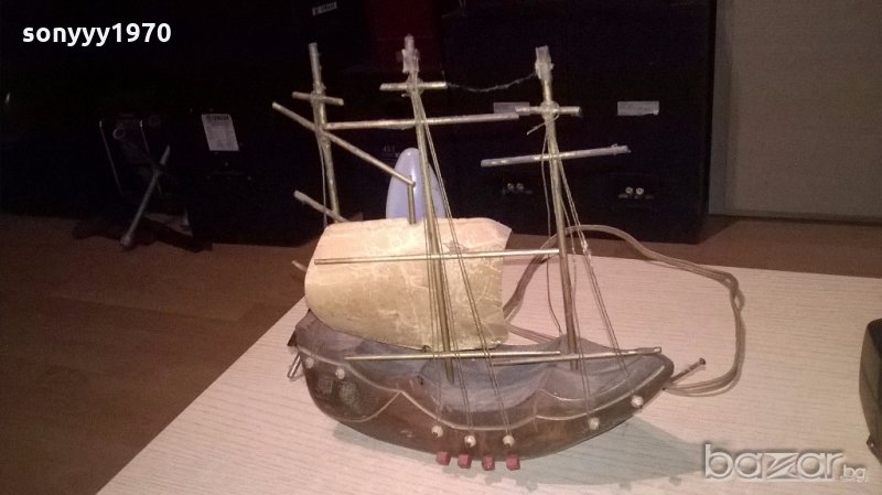 нощна лампа-ретро колекция-мед/месинг/дърво-25х25х9см, снимка 1