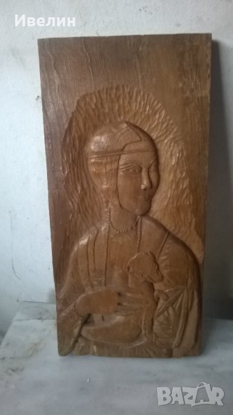 дърворезба-дамата с хермелина, снимка 1