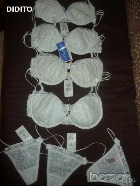 Сутиени и прашки в бяло, различни размери, снимка 1