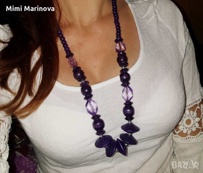 Гердан,тъмно лилав със светло лилави камъчета , снимка 1