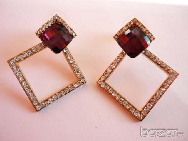 Красивни метални обеци с циркони и кристали, снимка 2 - Обеци - 9572416