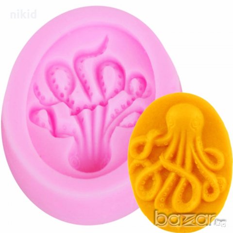 Октопод овал силиконов молд форма за фондан украса торта декорация мъфини