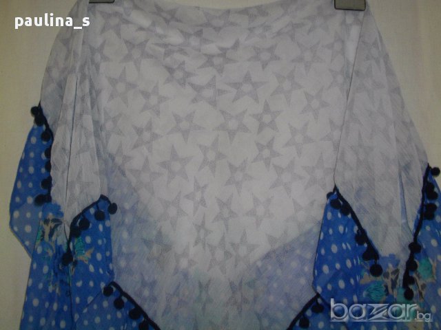 ШАЛ ЗА ВСИЧКИ СЕЗОНИ от копринена органза с декорации / голям шал, снимка 3 - Шалове - 17716298