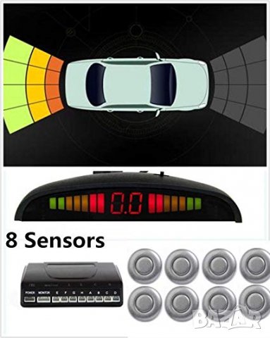 Нов парктроник пълен комплект с 8 ултразвукови датчика и LED дисплей, снимка 2 - Аксесоари и консумативи - 26180127
