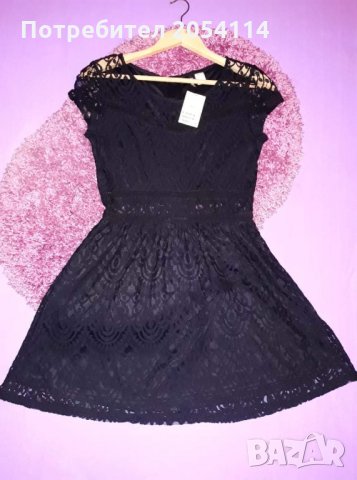 Черна дантелена рокля (H&M), снимка 1 - Рокли - 22662078