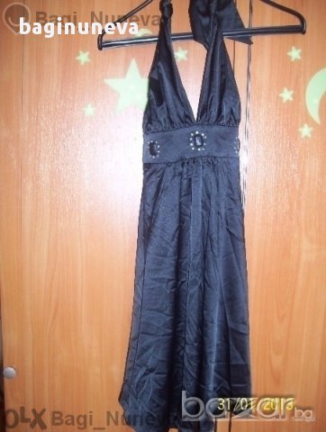Бутикова черна сатенена рокля с гол гръб, снимка 5 - Рокли - 9170936