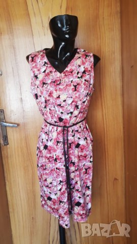 Къса розова рокля на дребни рози ХХЛ